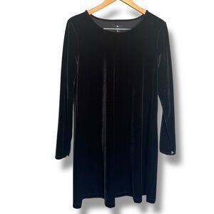 Gap Long Sleeve Black Velvet Scoop Neck Women’s Mini Dress Size Large